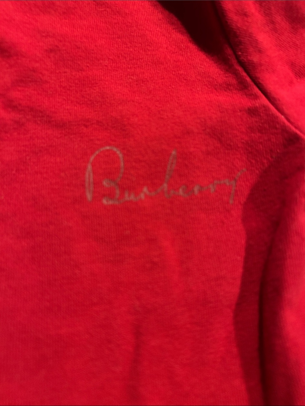 Burberry Red Long Sleeve Top with Plaid Elbow Patch - Picture 3 of 5